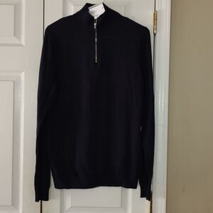 Topman Navy pull over zipper turtleneck sweater Sz M